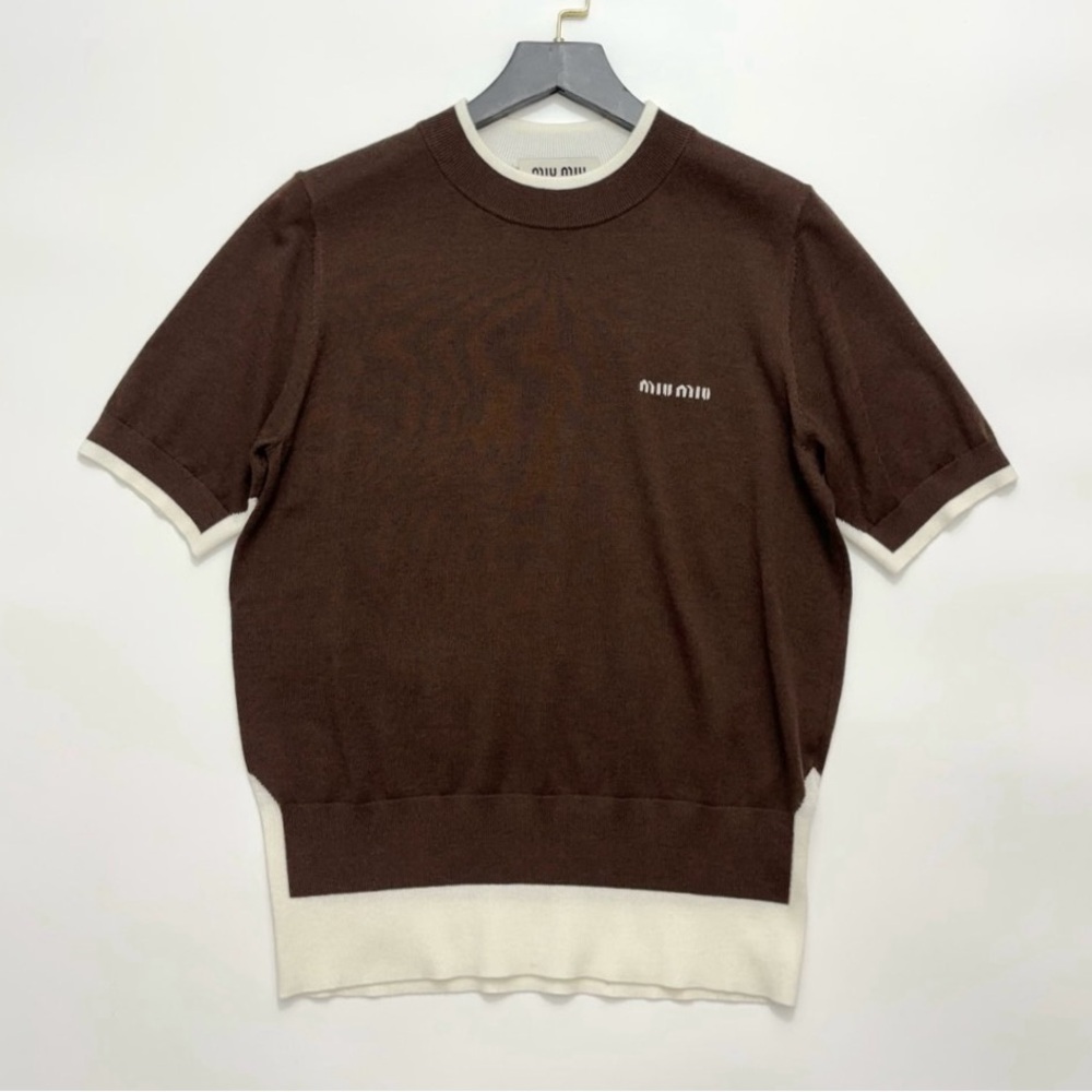 Miu Miu Chocolate Knit Cashmere Top T-shirt Sweater